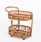 Mid-Century Italian Bamboo and Rattan Oval Serving Bar Cart, 1960s, Image 7