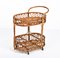 Mid-Century Italian Bamboo and Rattan Oval Serving Bar Cart, 1960s, Image 4