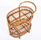 Mid-Century Italian Bamboo and Rattan Oval Serving Bar Cart, 1960s 5