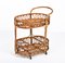 Mid-Century Italian Bamboo and Rattan Oval Serving Bar Cart, 1960s 3