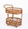 Mid-Century Italian Bamboo and Rattan Oval Serving Bar Cart, 1960s 9