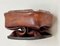 Mid-Century French Brown Leather and Glass Ashtray by Jacques Adnet, 1950s 18