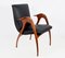 Italian Black Leather & Walnut Armchair by Malatesta & Mason, 1950s 15