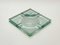 Mid-Century Italian Green Crystal Glass Squared Ashtrays from Fontana Arte, Set of 2, Image 4