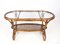 Tavolino da caffè ovale Mid-Century in vimini e bambù con ripiano in vetro di Kaare Klint, anni '50, Immagine 6