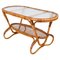 Mid-Century Dutch Oval Rattan and Bamboo Coffee Table with Glass Top by Kaare Klint, 1950s, Image 1