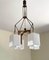 Italian Opaline Glass, Brass and Teak Chandelier Attributed to Stilnovo, 1960s 11