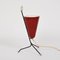 Italian Tripod Conical Red Lacquered Metal and Brass Table Lamp, 1950s, Image 2
