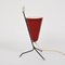 Italienische Dreibein Konische Tischlampe aus rot lackiertem Metall & Messing, 1950er 2