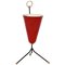 Italian Tripod Conical Red Lacquered Metal and Brass Table Lamp, 1950s 1