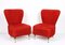 Italian Red Bouclé Wool and Fabric Armchairs with Brass Feet, 1950s, Set of 2 4