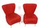 Italian Red Bouclé Wool and Fabric Armchairs with Brass Feet, 1950s, Set of 2 7
