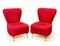 Italian Red Bouclé Wool and Fabric Armchairs with Brass Feet, 1950s, Set of 2 8