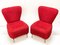 Italian Red Bouclé Wool and Fabric Armchairs with Brass Feet, 1950s, Set of 2 9
