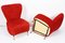 Italian Red Bouclé Wool and Fabric Armchairs with Brass Feet, 1950s, Set of 2 5