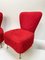Italian Red Bouclé Wool and Fabric Armchairs with Brass Feet, 1950s, Set of 2 12