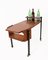 Mid-Century Serving Cart with Teak and Enameled Metal Bottle Holder 2