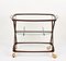Mid-Century Italian Brass and Wood Oval Serivng Bar Cart by Cesare Lacca, 1950s 2