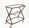 Mid-Century Italian Brass and Wood Oval Serivng Bar Cart by Cesare Lacca, 1950s 11