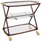 Mid-Century Italian Brass and Wood Oval Serivng Bar Cart by Cesare Lacca, 1950s 1