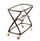 Mid-Century Italian Brass and Wood Oval Serivng Bar Cart by Cesare Lacca, 1950s 9