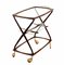 Mid-Century Italian Brass and Wood Oval Serivng Bar Cart by Cesare Lacca, 1950s, Image 9
