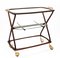 Mid-Century Italian Brass and Wood Oval Serivng Bar Cart by Cesare Lacca, 1950s, Image 8