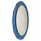 Espejo italiano Mid-Century ovalado con marco azul de Cristal Arte, años 60, Imagen 1
