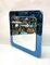 Mid-Century Italian Square Wall Mirror with Blue Glass Frame from Cristal Arte, 1960s 3