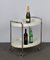 Carrito de bebidas italiano Mid-Century ovalado de plástico blanco y metal cromado, años 50, Imagen 12