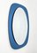 Mid-Century Italian Oval Wall Mirror with Blue Glass Frame from Cristal Arte, 1960s 6