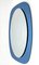 Mid-Century Italian Oval Wall Mirror with Blue Glass Frame from Cristal Arte, 1960s 5