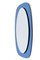 Mid-Century Italian Oval Wall Mirror with Blue Glass Frame from Cristal Arte, 1960s 2