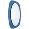 Mid-Century Italian Oval Wall Mirror with Blue Glass Frame from Cristal Arte, 1960s, Image 1