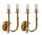 Mid-Century Italian Gilded Brass Sconces with Leaf Decoration, 1950s, Set of 2, Image 4