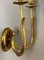 Mid-Century Italian Gilded Brass Sconces with Leaf Decoration, 1950s, Set of 2 18