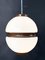 Mid-Century Italian Lattimio Glass and Brown Enamelled Aluminum Chandelier, 1970s 6