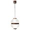 Mid-Century Italian Lattimio Glass and Brown Enamelled Aluminum Chandelier, 1970s 1