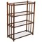 Mid-Century Italian Rattan Bookcase with 4 Crystal Glass Shelves, 1960s 1