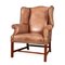 20th Century English Sheepskin Leather Wingback Armchair 1