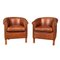 20th Century Dutch Sheepskin Leather Tub Chairs, Set of 2 1