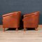 20th Century Dutch Sheepskin Leather Tub Chairs, Set of 2 5