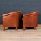 20th Century Dutch Sheepskin Leather Tub Chairs, Set of 2, Image 5