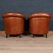 20th Century Dutch Sheepskin Leather Tub Chairs, Set of 2 6