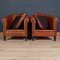 20th Century Dutch Sheepskin Leather Tub Chairs, Set of 2 4