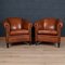 20th Century Dutch Sheepskin Leather Tub Chairs, Set of 2 2