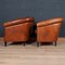 20th Century Dutch Sheepskin Leather Tub Chairs, Set of 2 7