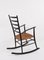 Mid-Century Scandinavian Black Wood Rocking Chair with Rope Seat, 1950s, Image 10