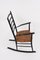 Mid-Century Scandinavian Black Wood Rocking Chair with Rope Seat, 1950s 3