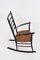 Rocking Chair Scandinave Mid-Century en Bois Noir avec Assise en Corde, 1950s 3